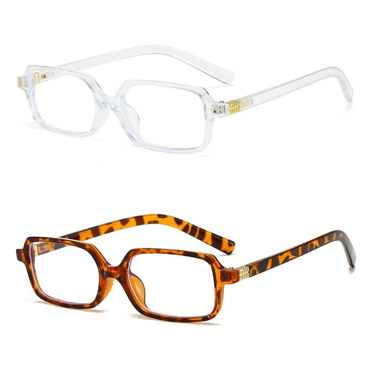 2 Chic Square Anti-Blue Light Glasses with Metal Hinges & Cloth - Fashionable PC Frame for Students, Teachers, and Office Use