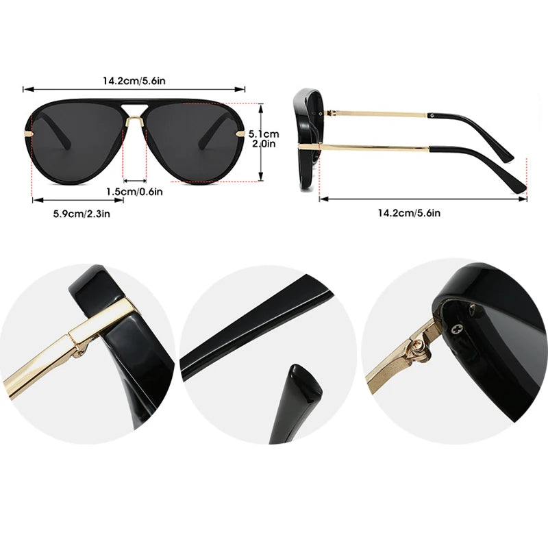 JNPCXI New Fashion Double Bridges Pilot Women Oversized Sunglasses Retro Candy Color Gradient UV400 Men Punk Sun Glasses