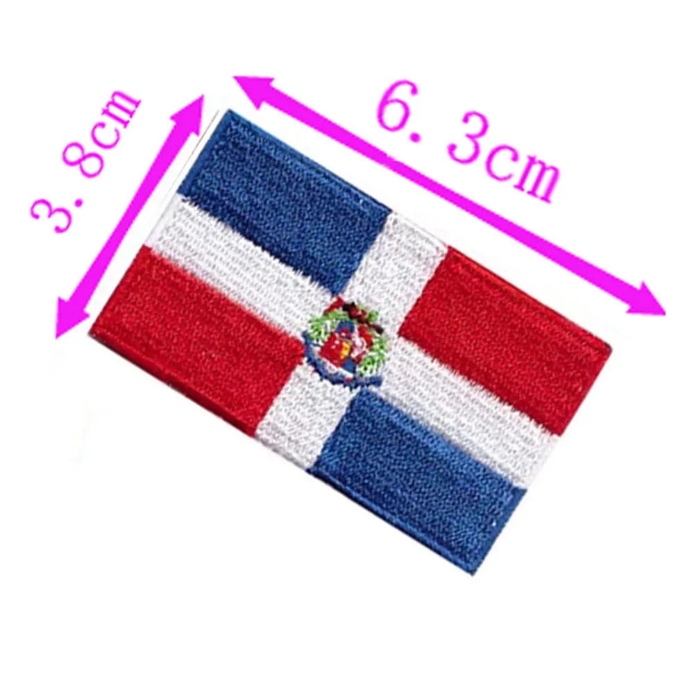 Dominican Republic Country Flag Embroidery Patch 6.3cm Wide Iron On Sew On Backing/Hot Cut