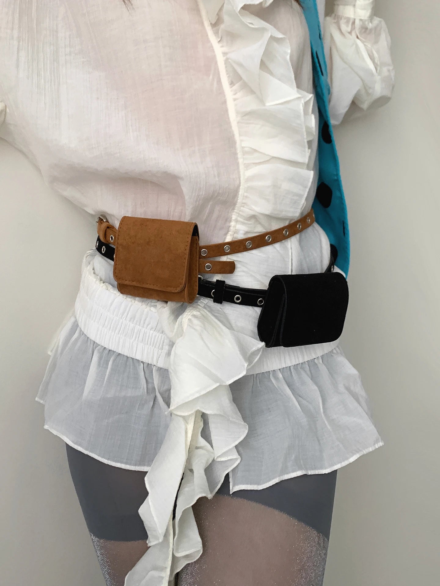 American Retro Suede Belt Waist Pack Decoration Niche Match Skirt Jeans Accessories Korean Style Belt