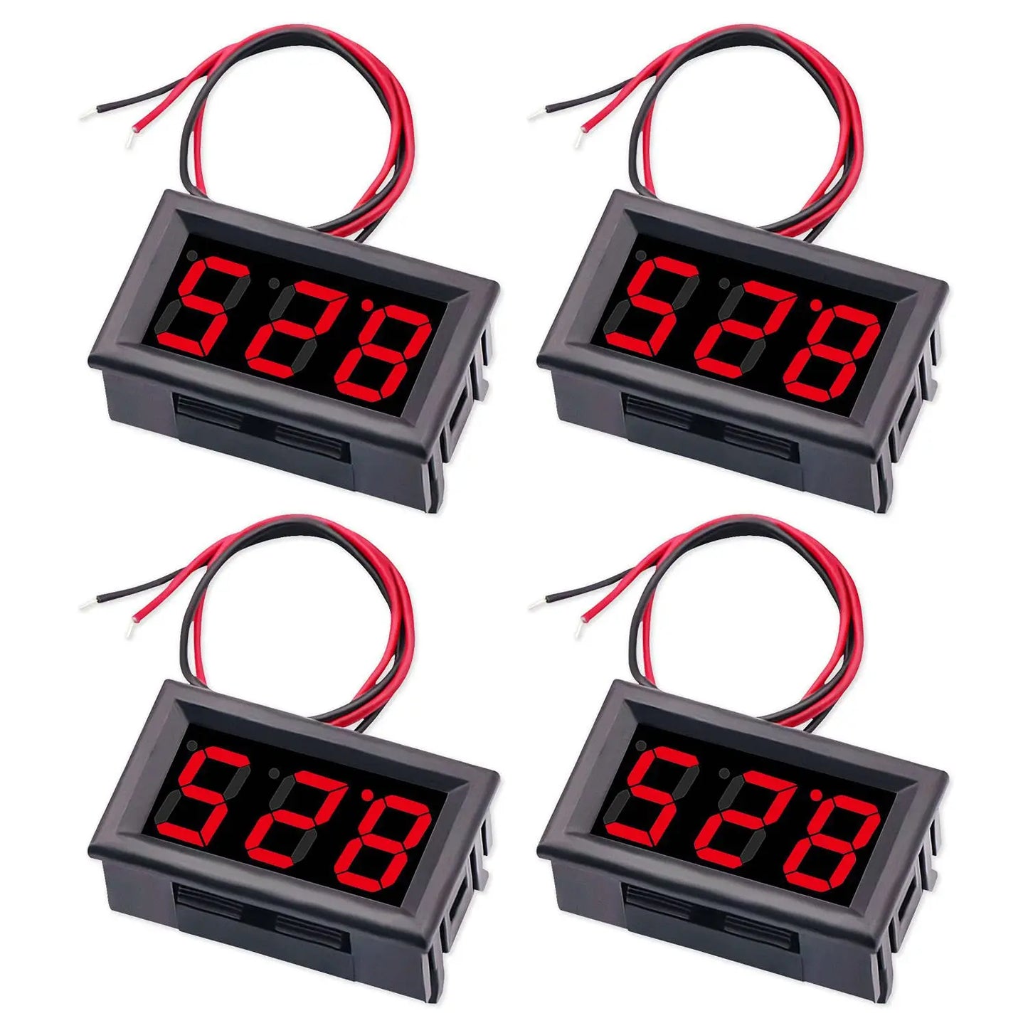 Digital Voltage Display 4Pack 0.56" Two-Wire DC 3V-30V Green LED Voltmeter Waterproof Display Voltage Tester Meter