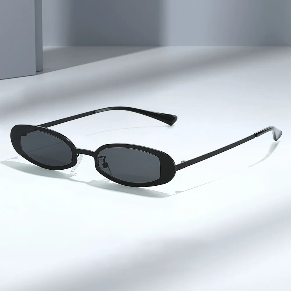 JNPCXI New Retro Small Oval Metal Women Sunglasses Shades UV400 Retro Punk Men Clear Lens Frame