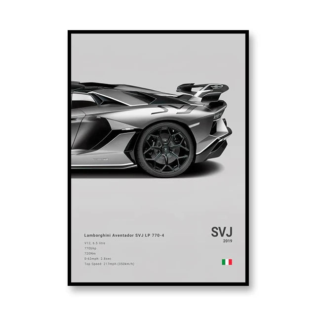 SVJ Aventador Lambo Print Famous Brand Cars Canvas Wall Art Poster Room Decor