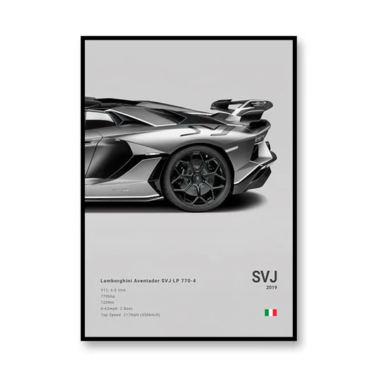 SVJ Aventador Lambo Print Famous Brand Cars Canvas Wall Art Poster Room Decor
