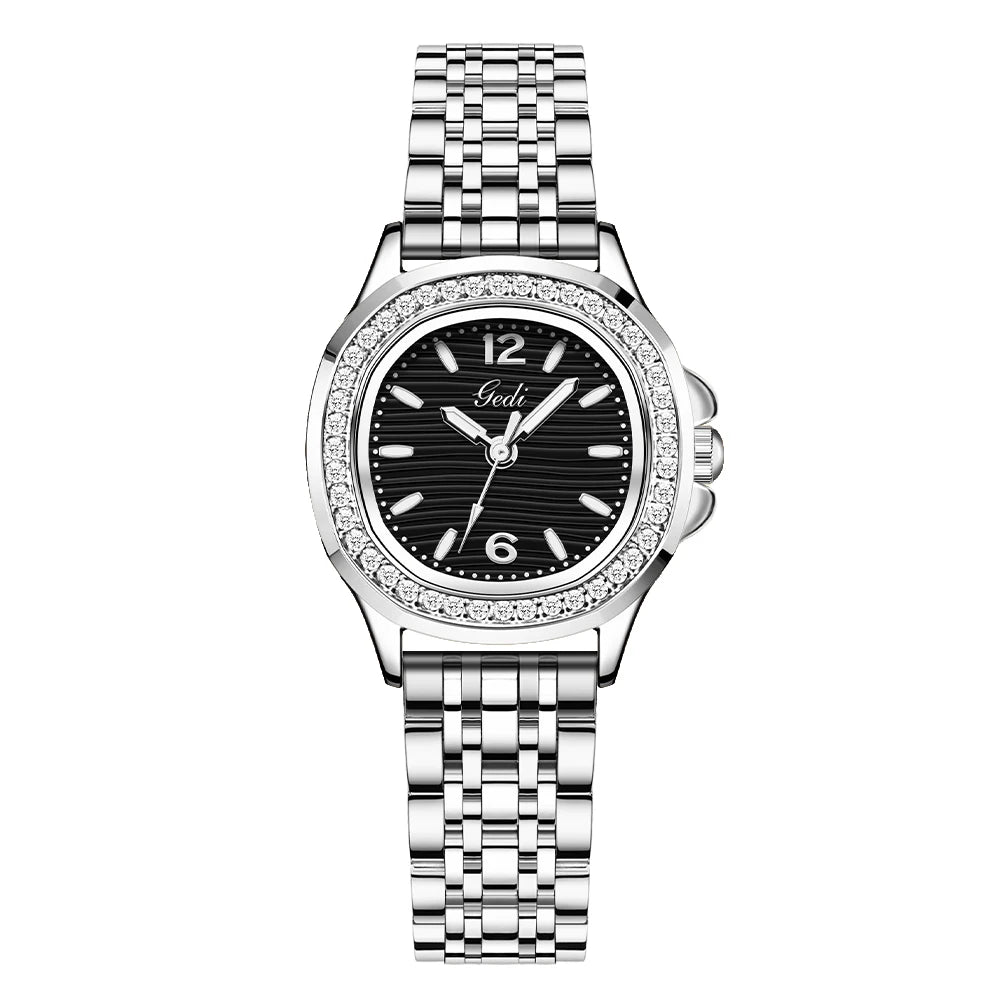 GEDI Diamond Watch Fashion Women Watches Luxury Elegant Waterproof Stainless Steel Quartz Ladies Wristwatch Gifts