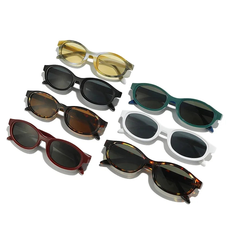 JNPCXI Oval Sunglasses Women Punk Double Color Shades UV400 Retro Men Trending Sun Glasses Clear Lens Frame