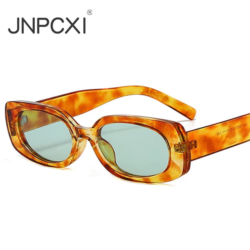 JNPCXI Ins Hot Fashion Small Rectangle Sunglasses Women Retro Candy Color Shades UV400 Men Punk Leopard Sun Glasses