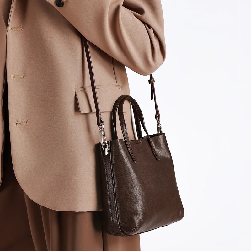 2026 New Women's Genuine Leather Handbag Luxury Designer's Shoulder Tote Bag Ladies Vintage Top-Handle Bags Female Underarm Bags