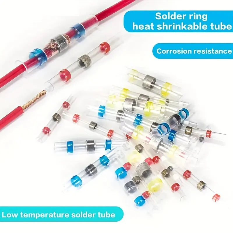 100pcs Waterproof Solder Seal Heat Shrink Butt Connectors Lug Terminals Insulated Electrical Wire Connectors for homework DIY