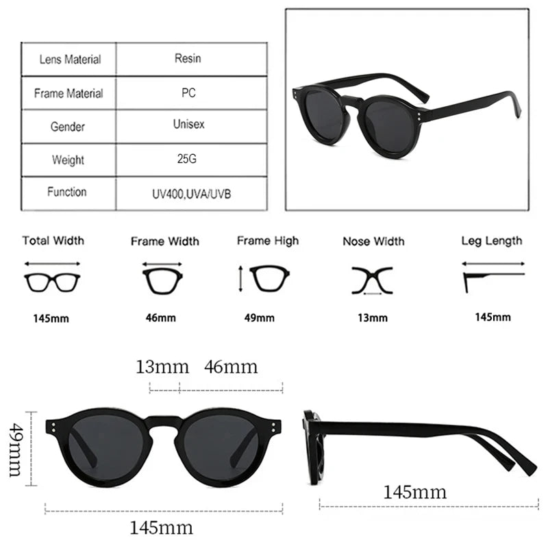 JNPCXI New Fashion Small Round Sunglasses Women Shades Fashion Leopard Blue Lens Men Trending Rivets Frame UV400