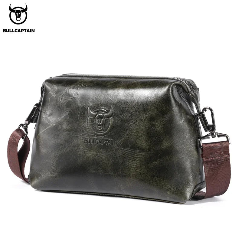 Bullcaptain Genuine Leather Men's Shoulder Bag Casual Fashion Messenger Bags Man Large-Capacity Independent Card Slots Bag's