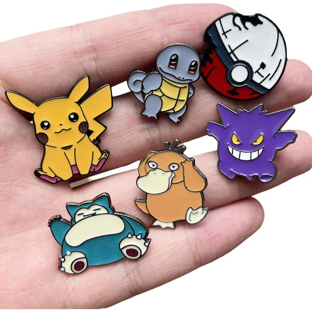 6pcs Pokemon Kawaii Psyduck Gengar Enamel Pins Set Anime Lapel Pin Accessories Metal Brooch Series for Backpack Decoration