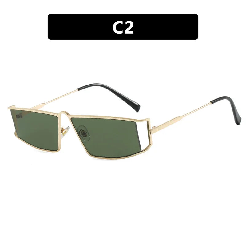 JNPCXI New Vintage Hollow Sunglasses Women Luxury Metal Frame Sun Glasses Rectangle Driving Eyeglasses Eyewear Men