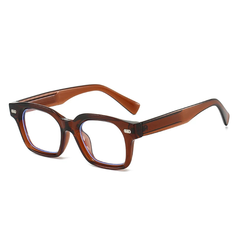 JNPCXI New Square Sunglasses Women Fashion Black Blue Shades UV400 Retro Rivets Men Clear Anti Blue Light Glasses Frame