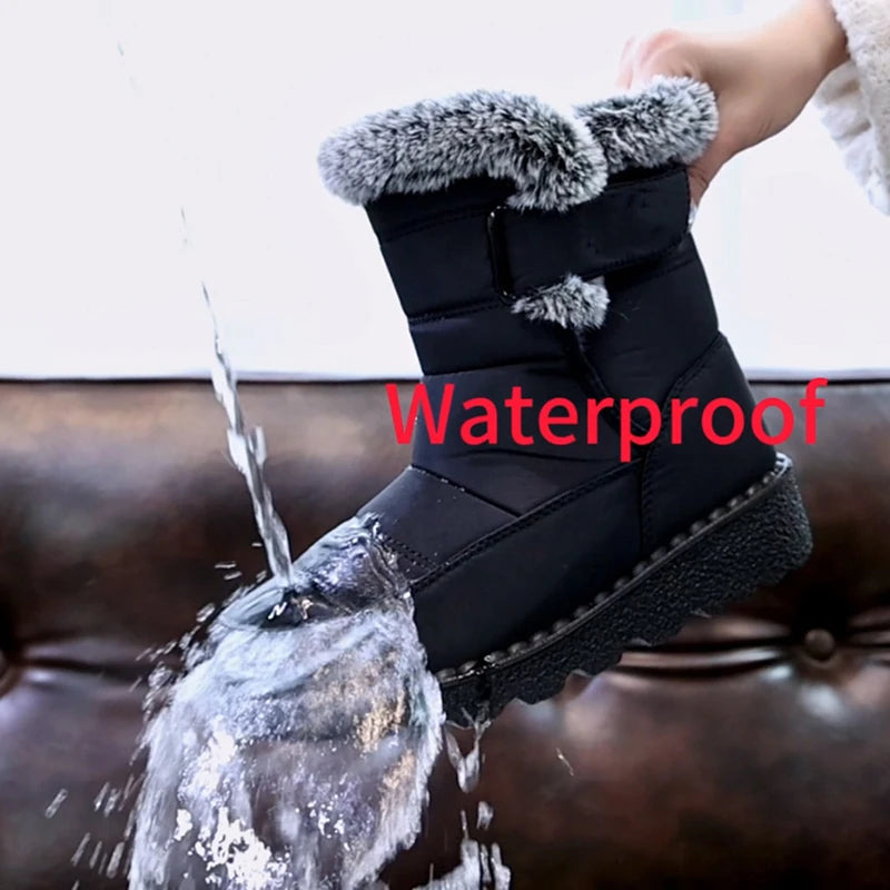 Plus Size 45 Waterproof Non Slip Snow Boots Women Warm Thicken Plush Platform Winter Boots Woman Faux Fur Ankle Botas Couples