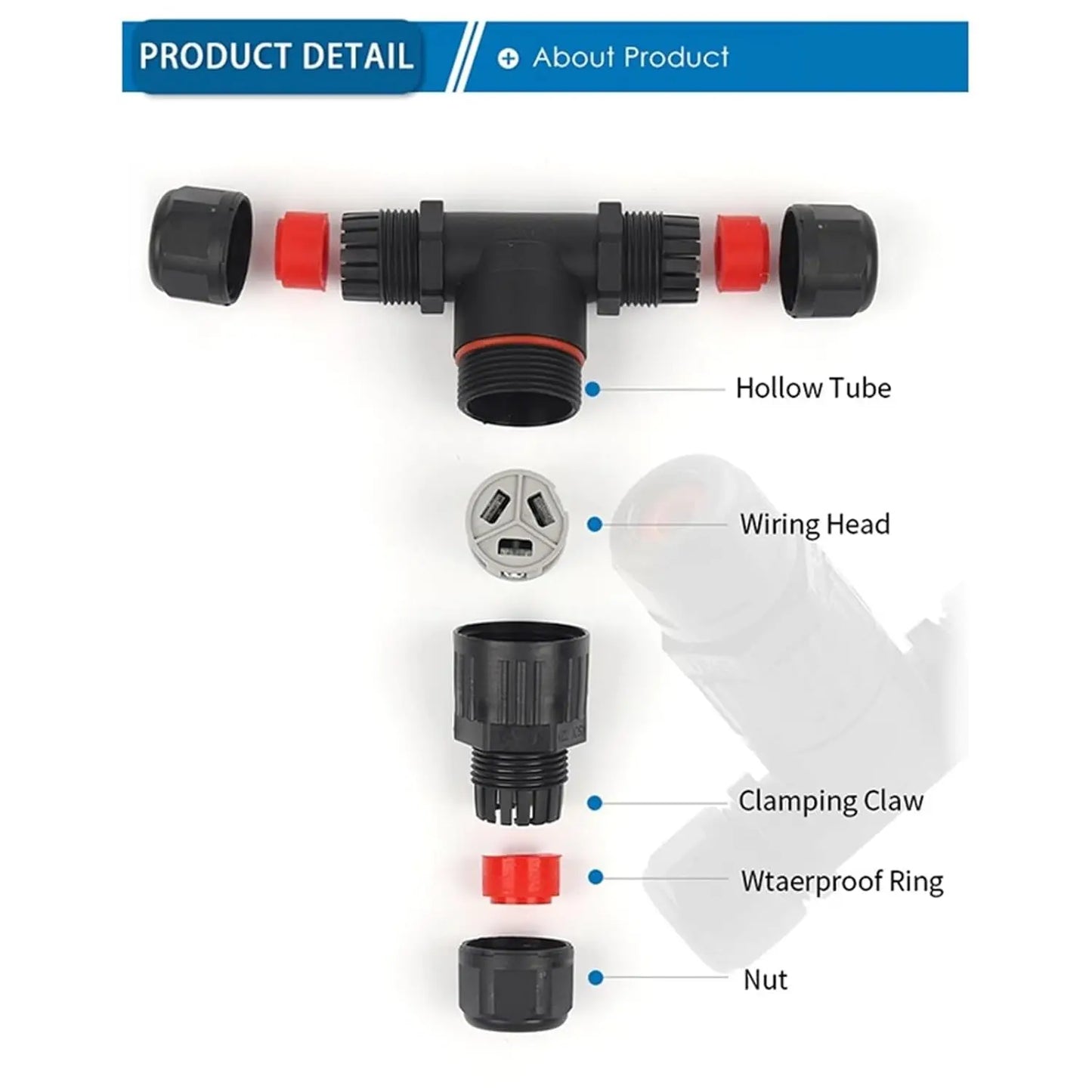 1PCS IP68 I/T Shape Waterproof Connector 2/3/5 Pin Wire Connectors Quick Screw Connect Push-in Terminals Electric Junction Box