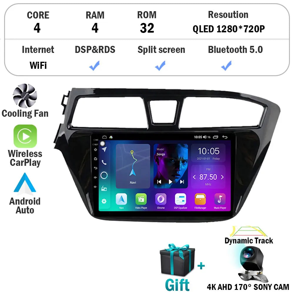 Android 15 For Hyundai I20 LHD 2015 2016 2017 2018 Car Radio Car Multimedia Player Stereo GPS Navigation WIFI 4G BT NO 2 Din DVD