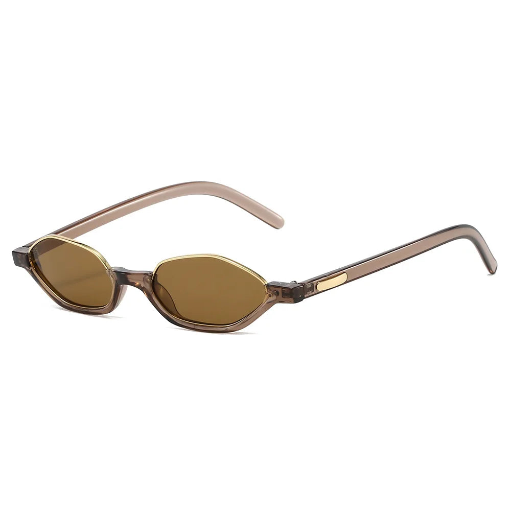 JNPCXI New Semi-Metal Polygon Cat Eye Women Orange Sunglasses Fashion Candy Color Shades UV400 Men Sun Glasses