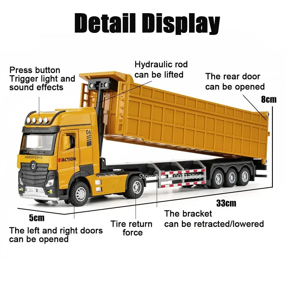 1/50 Oil Tank Truck Alloy Engineering Cars Dump Truck Model Toys Diecasts Natural Gas Tanker Sound Light Water Spray Boys Gifts