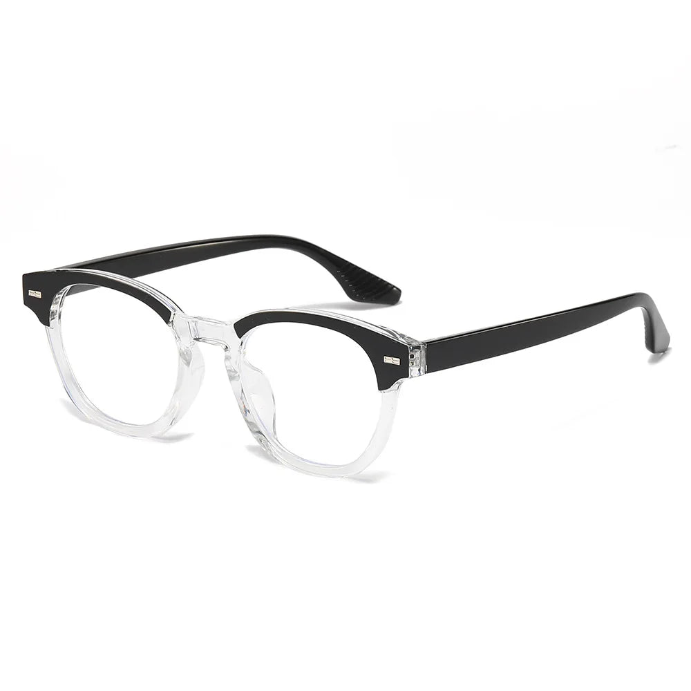 JNPCXI Fashion Men Round Glasses Anti Blue Light Rice Nail Women Eyeglass Fashion Luxury Retro Round Frame Computer Eyewear