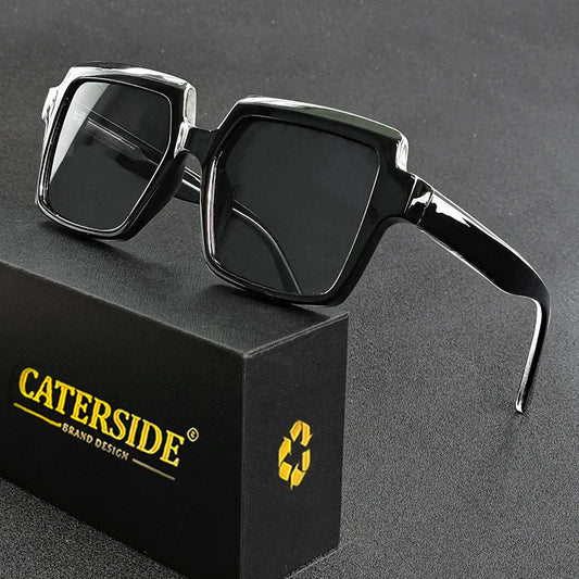 Caterside Retro Square Sunglasses Men Large Frame Propionic Acid Frame Punk Sun Glasses Women Party Travel High-Quality Eyewear