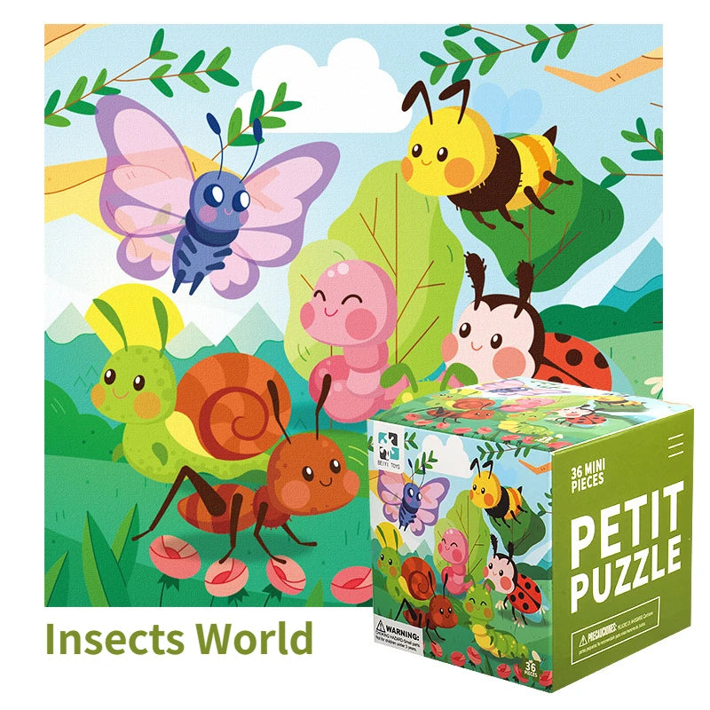36 Pieces of Children's Paper Mini Cartoon Puzzles Educational Toys Kindergarten Prizes Birthday Gifts English Packaging
