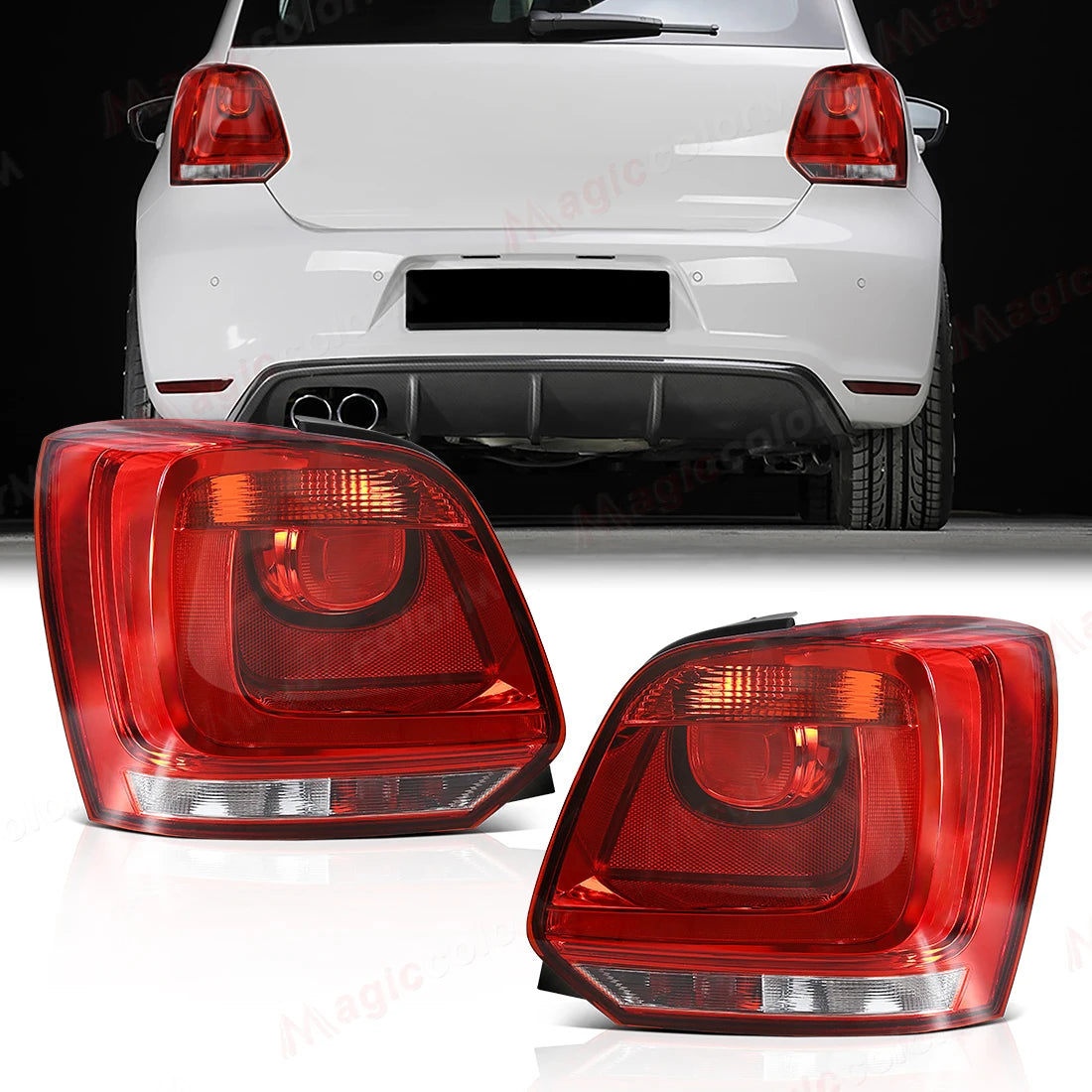 For Volkswagen VW Polo 6R 2009 2010 2011 2012 2013 2014 Taillights Brake Rear Tail Lights Assembly Car Accessories 12V No Bulbs