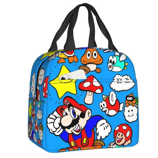 Custom Mario SuperBros Insulated Lunch Bag Reusable Thermal Cooler Lunch Box M17