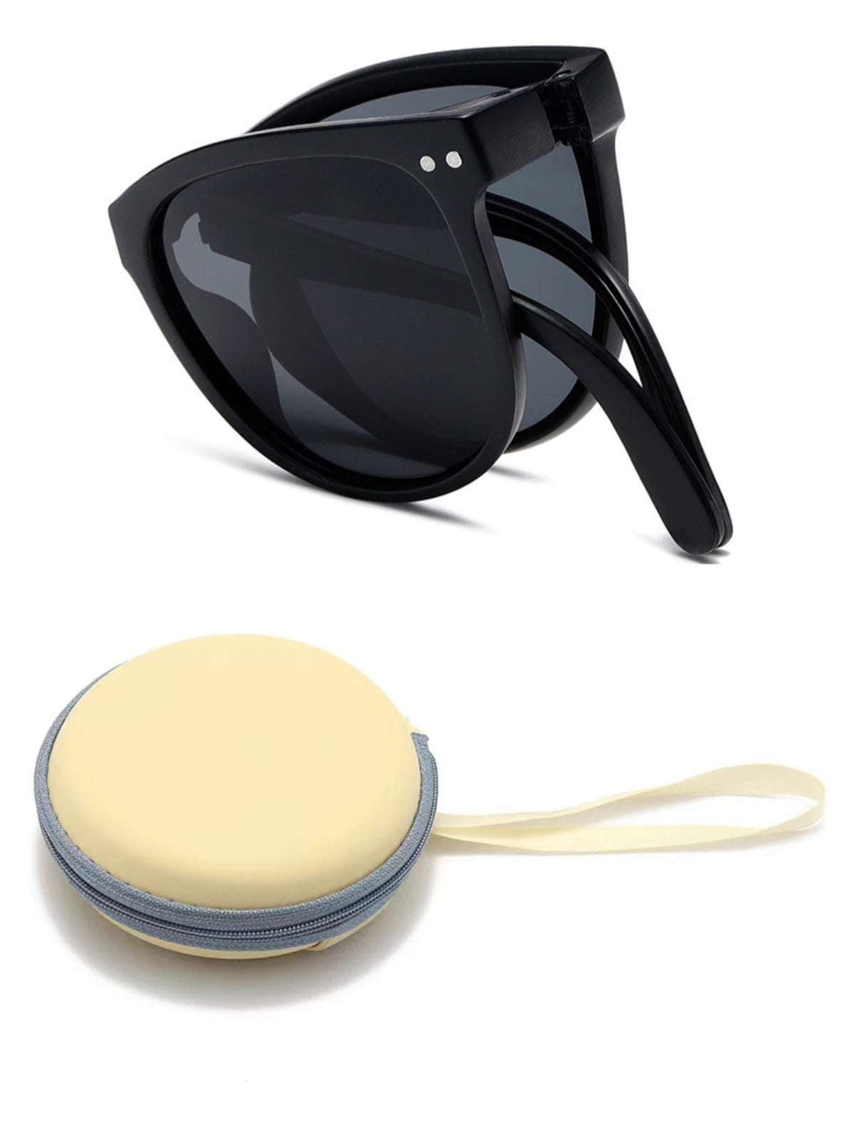 Korean Children Round Foldable Sunglasses  Fashion Sun Glasses Cute Boys Girls Colorful Shades with Case