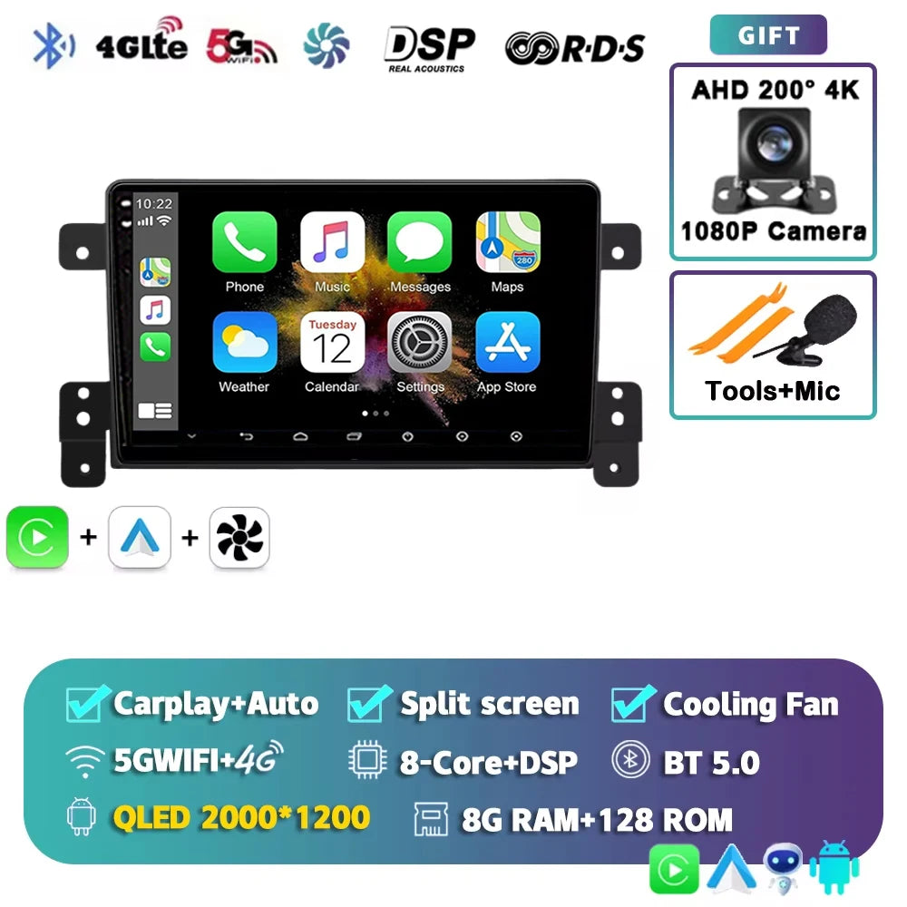 Android 15 Car Radio For Suzuki Grand Vitara 3 2005-2015 Wireless CarPlay Android Auto Multimedia Player GPS 4G WiFi Autoradio 2