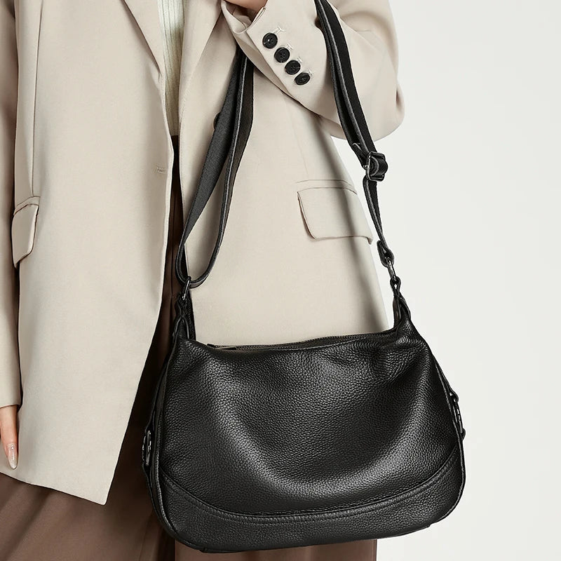 Women Genuine Leather Simple Solid Color Mini Crossbody Bag Lightweight Small Phone Shoulder Bag Luxury Designer Messenger Bag
