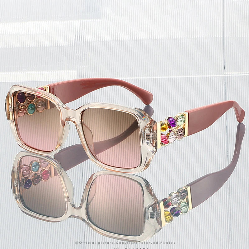 JNPCXI 2026 Women Luxury Sunglasses with Rhinestones Decoration Large Frame Wrap Designer Gift for Mother Fashion Glasses