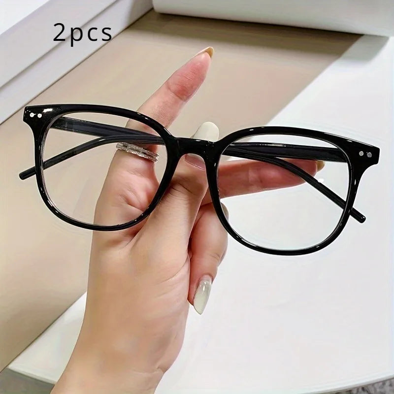 1/2pcs Minimalist Square Frame Glasses with Clear Lenses - Elegant Black Rim Design for Women and Men, Ideal for Computer Use