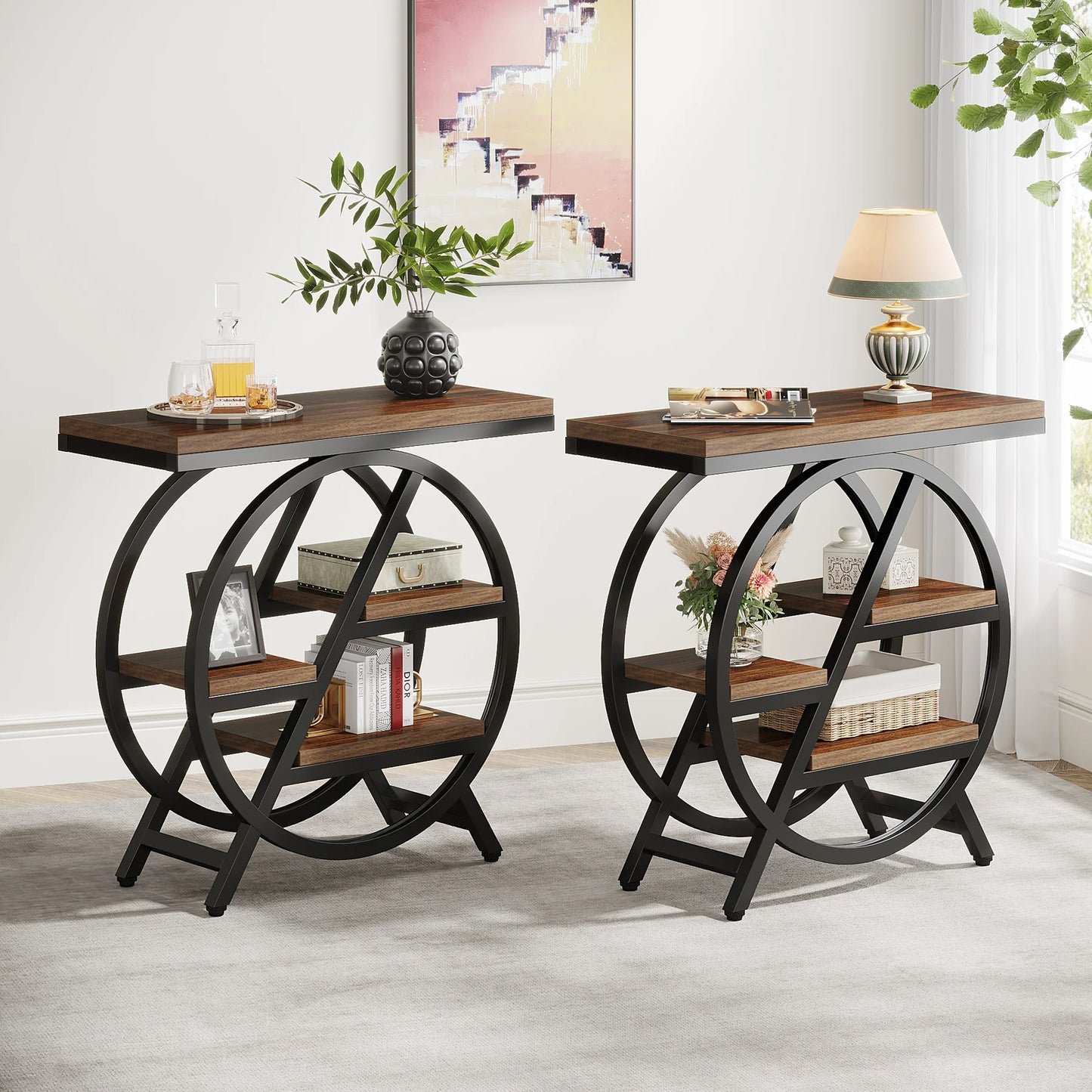 Tribesigns  Living Room, 3-Tier Narrow Side End Table w/ Storage Sofa Side Table