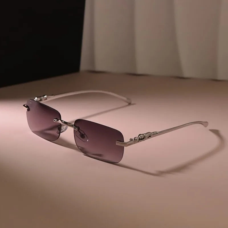 Retro Rimless Fashion Glasses for Men And Women - Simple Style PC Mirror Lens Ideal for And Everyday Wear
