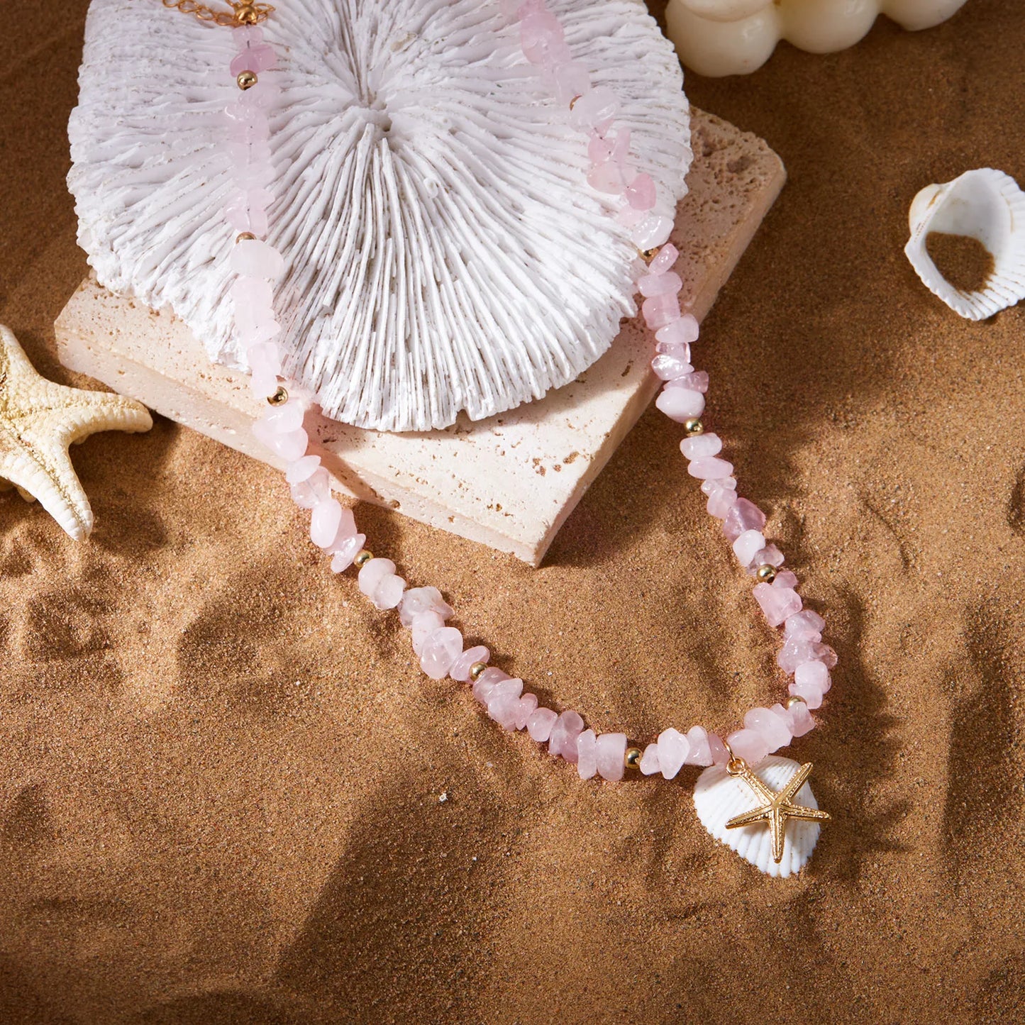 Boho Faux Stone Crushed Irregular Beaded Choker Necklace Women Summer Beach Collar Jewelry Accessories