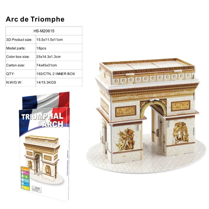 3D World-famous Architectural Puzzle Big Ben Pisa Tower White House Kindergarden Toy Children Classroom Handmade Gifts Jigsaw