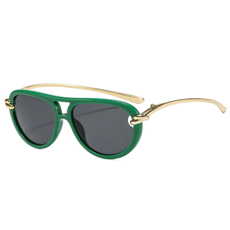 JNPCXI Ins Popular Fashion Double Bridges Pilot Women Luxury Sunglasses Brand Designer Oval Hollow Shades UV400 Men Sun Glasses