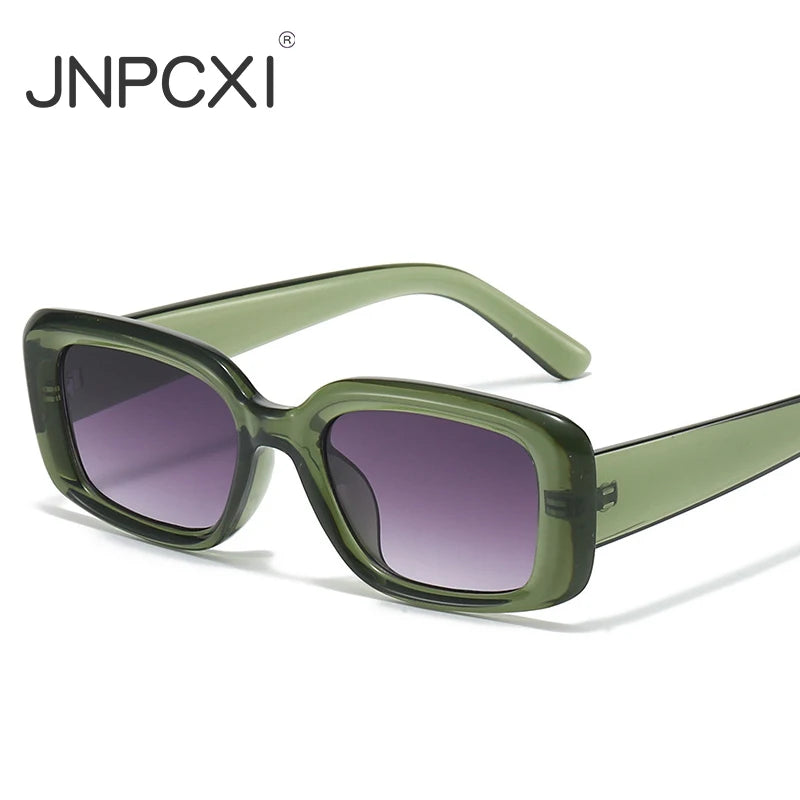 JNPCXI New Square Jelly Green Gray Color Sunglasses Women Fashion Gradient Shades UV400