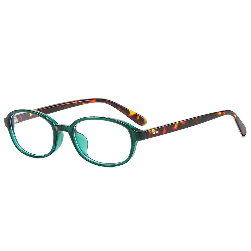 JNPCXI New Ins Popular Fashion Oval Sunglasses Women Leopard Blue Vintage Rivets UV400 Men Punk Clear Lens Frame
