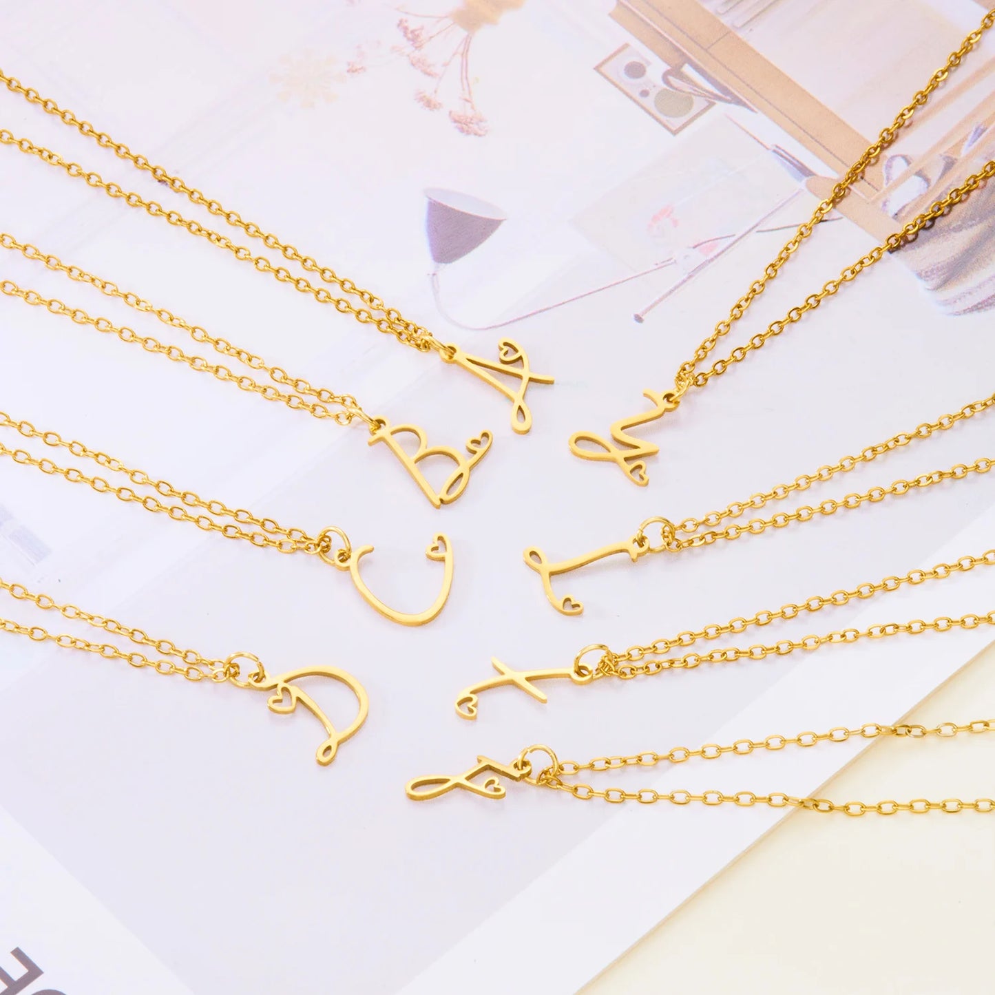 Fashion Stainless Steel A-Z Initial Letter Necklace For Women Elegant Gold Color 26 Alphabet Pendant Jewelry Girls Birthday Gift