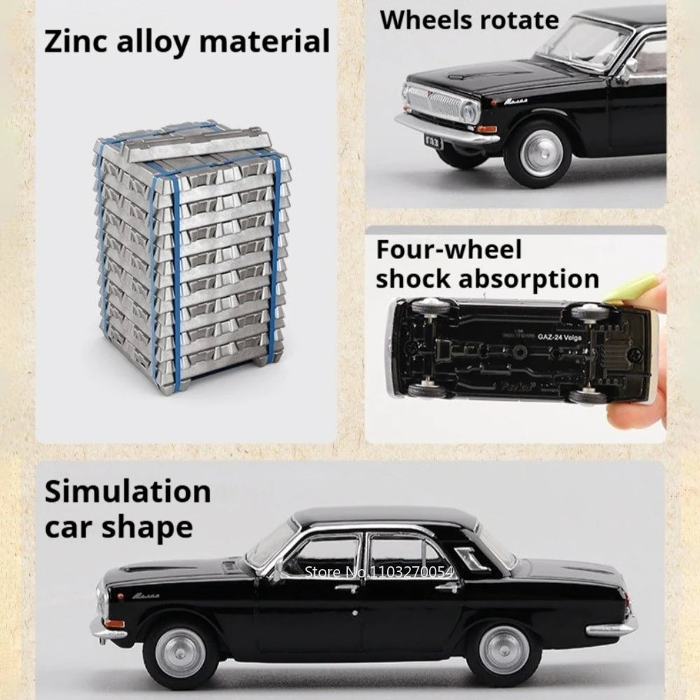 1:64 GAZ-24 GAZ-12ZIM Alloy LADA 2105 2101 Diecast Model Series Four Wheel Suspension Miniature Vehicle Children's Holiday Gifts