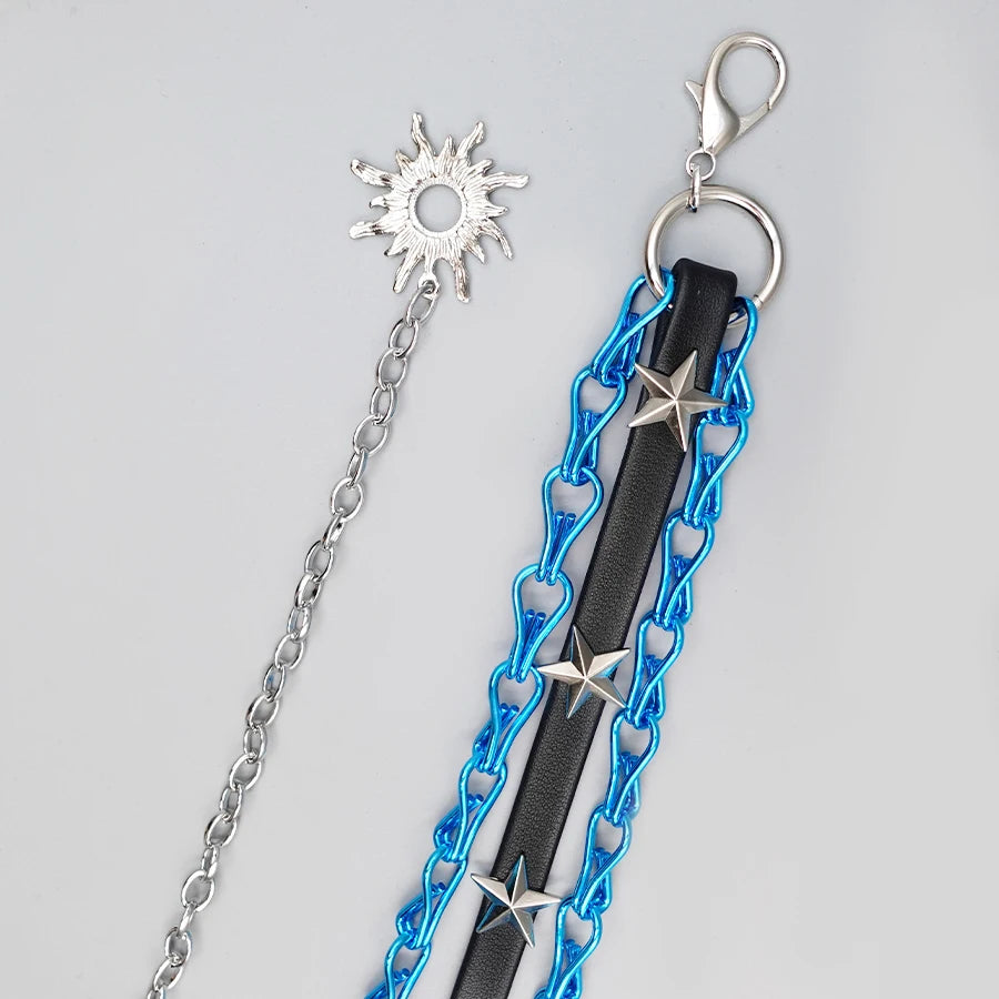 Western Cowgirl Style Pu Belt with Metal Rings - Y2K Retro Rivet Chain Waistband for Dresses & Holiday Dates