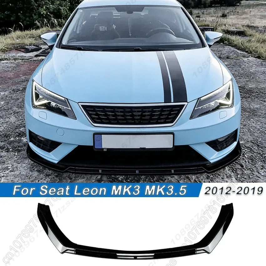 For Seat Leon 3 MK3 MK3.5 5F TDI TSI ST SC 2012-2019 Front Bumper Spoiler Diffuser Lip Lower Splitter Guard Body Kit Gloss Black