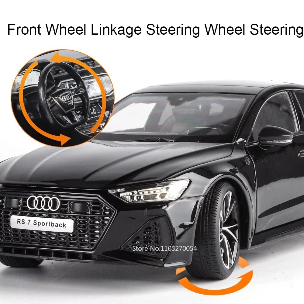 Large 1:18 RS7 A6L Alloy Diecast Model Car Toys 6 Doors Opened with Sound Light Front Wheel Steering Vehices for Boy Adult Gifts