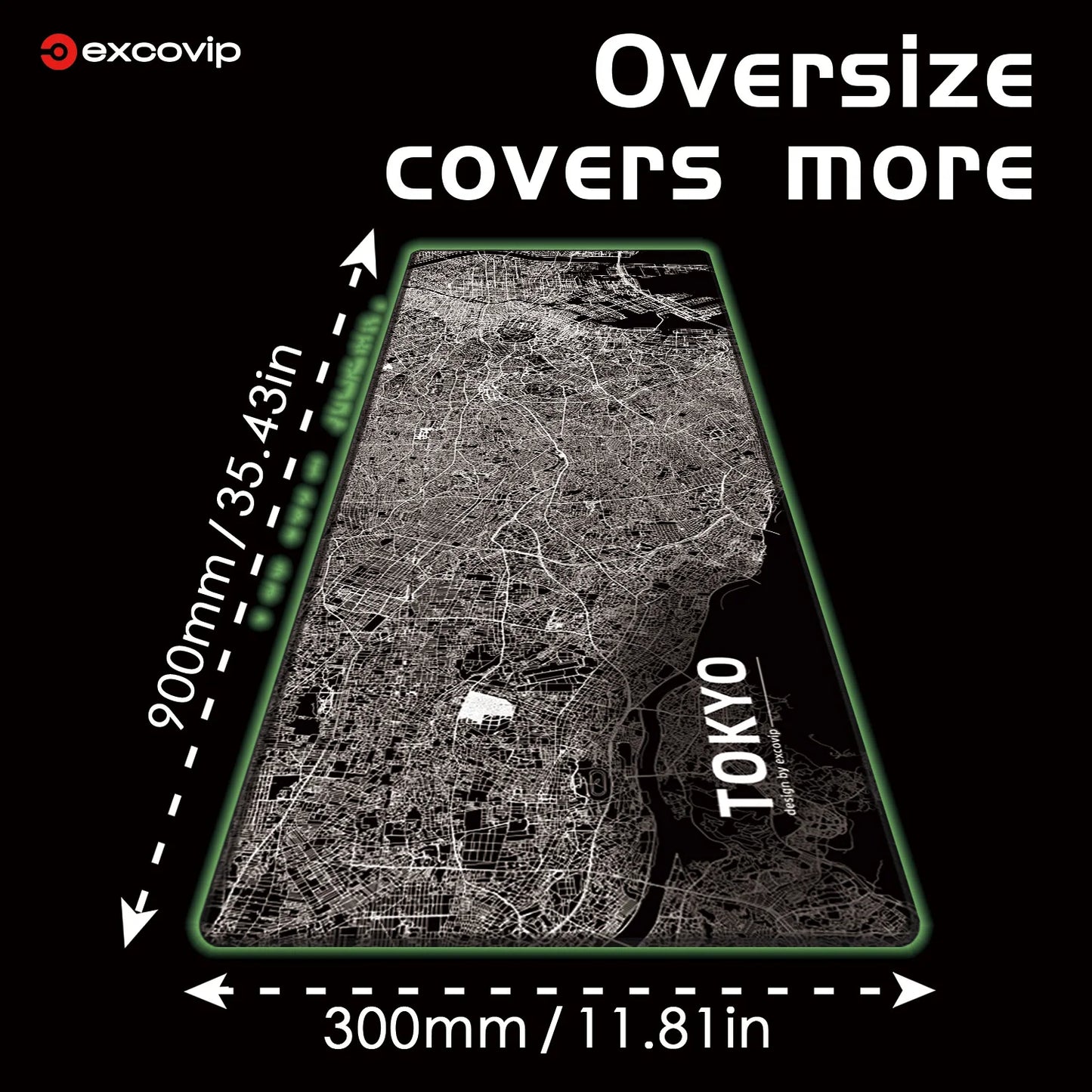 EXCO Gaming Mouse Pad for Tokyo Large Computer Desk Mat Stitched Edge Non-Slip Rubber Base Keyboard Mousepad for Office Home