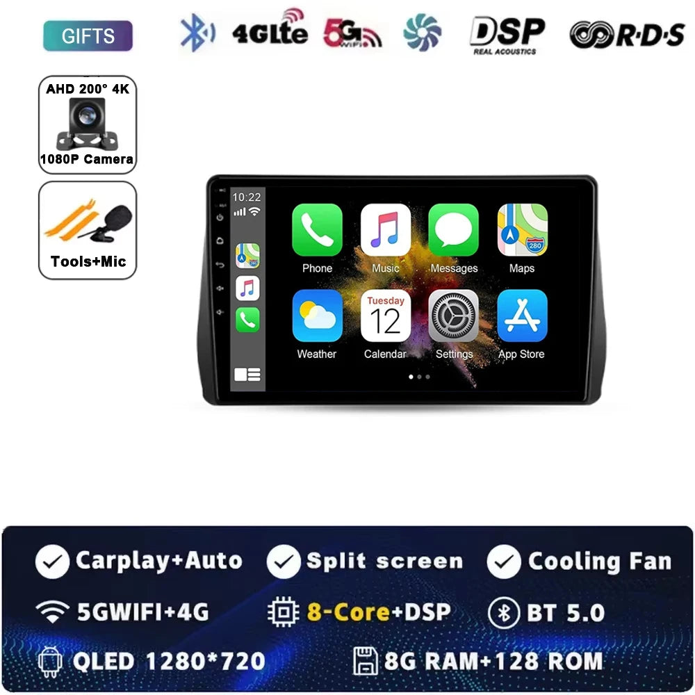 For Toyota Wish 2 II XE20 2009 - 2017 Android 15 Car Radio GPS Navigation QLED Carplay Auto Multimedia Stereo Player BT RDS DSP