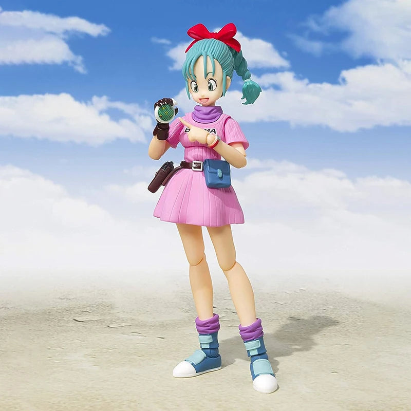 13cm SHF Dragon Ball Pink Bulma  Action Figure PVC Battle Detector Collection