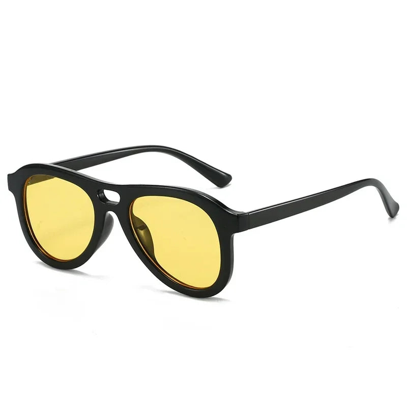 JNPCXI Vintage Double Bridges Pilot Men Sunglasses Fashion Shades UV400 Women Tea Sun Glasses
