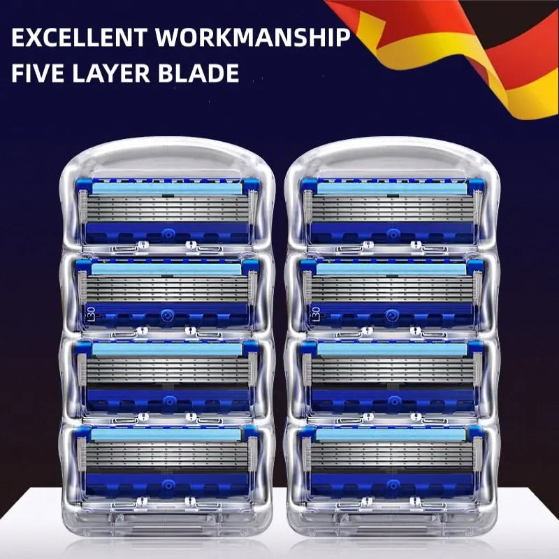 Men Replace Head 5-Layer Blade 8 Comfort Shaving Blades Latest No Skin Damage